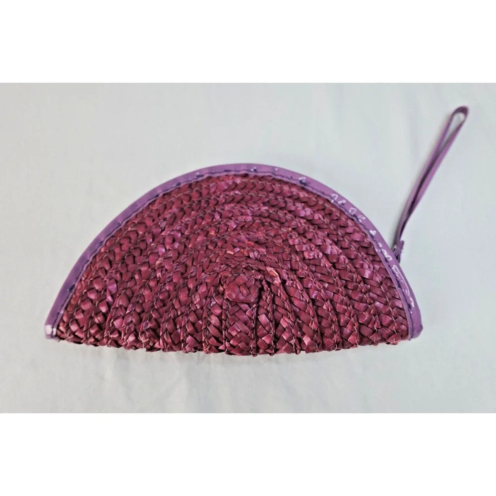 Clutch‎ Bag Purse Zip Closure Handmade Vintage Spring Summer Boho Straw Artsy